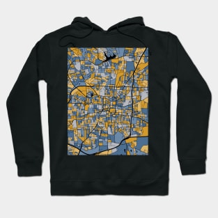 Greensboro Map Pattern in Blue & Gold Hoodie